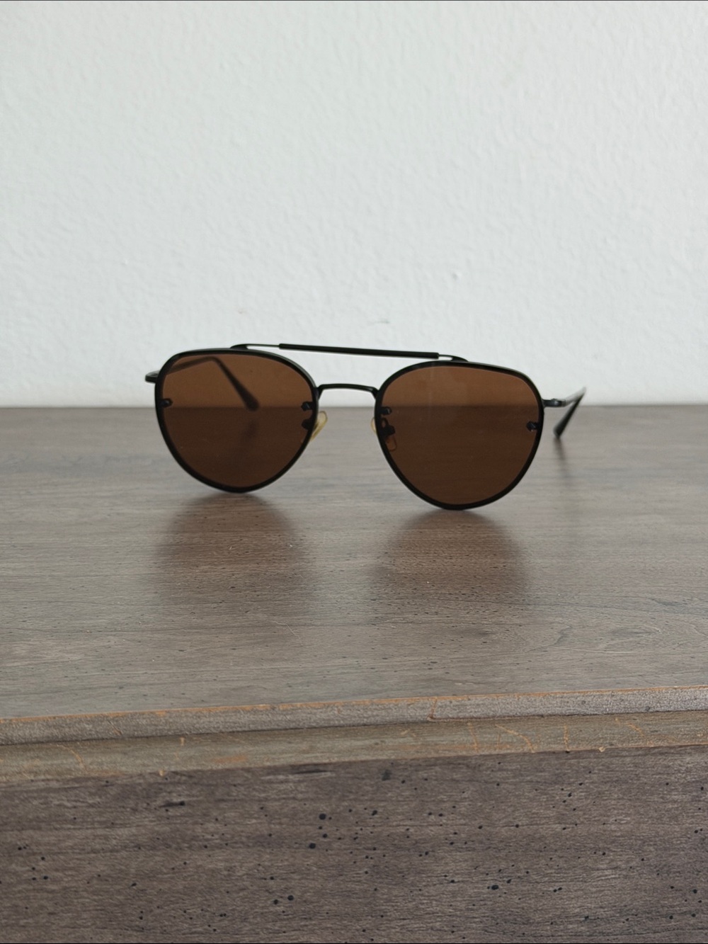 WONDERLAND Black Frame Brown Lens Aviator Sunglasses